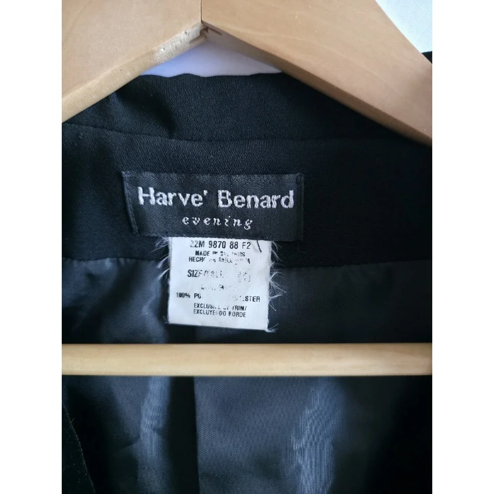 Vintage 90s Harve Benard Black Tuxedo Blazer Women L Velvet Trim Classic